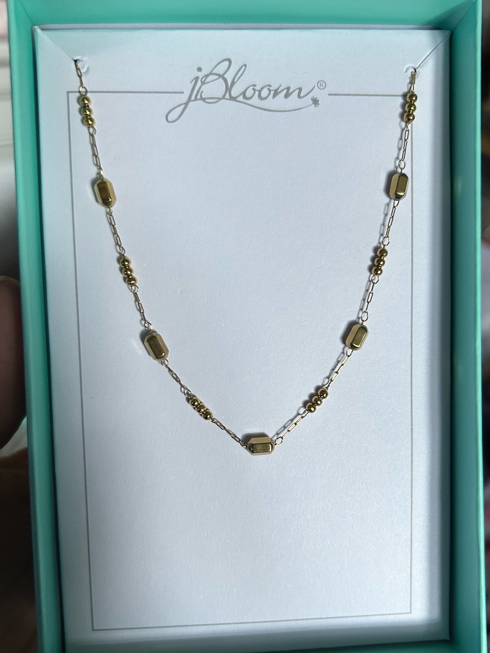 bloom Gold Beaded Link Necklace with Geometric Accents